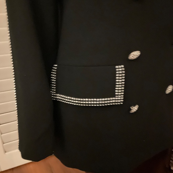 David Hayes Vintage Black Wool Crepe Blazer Rhinestones STUNNING - Picture 2 of 8
